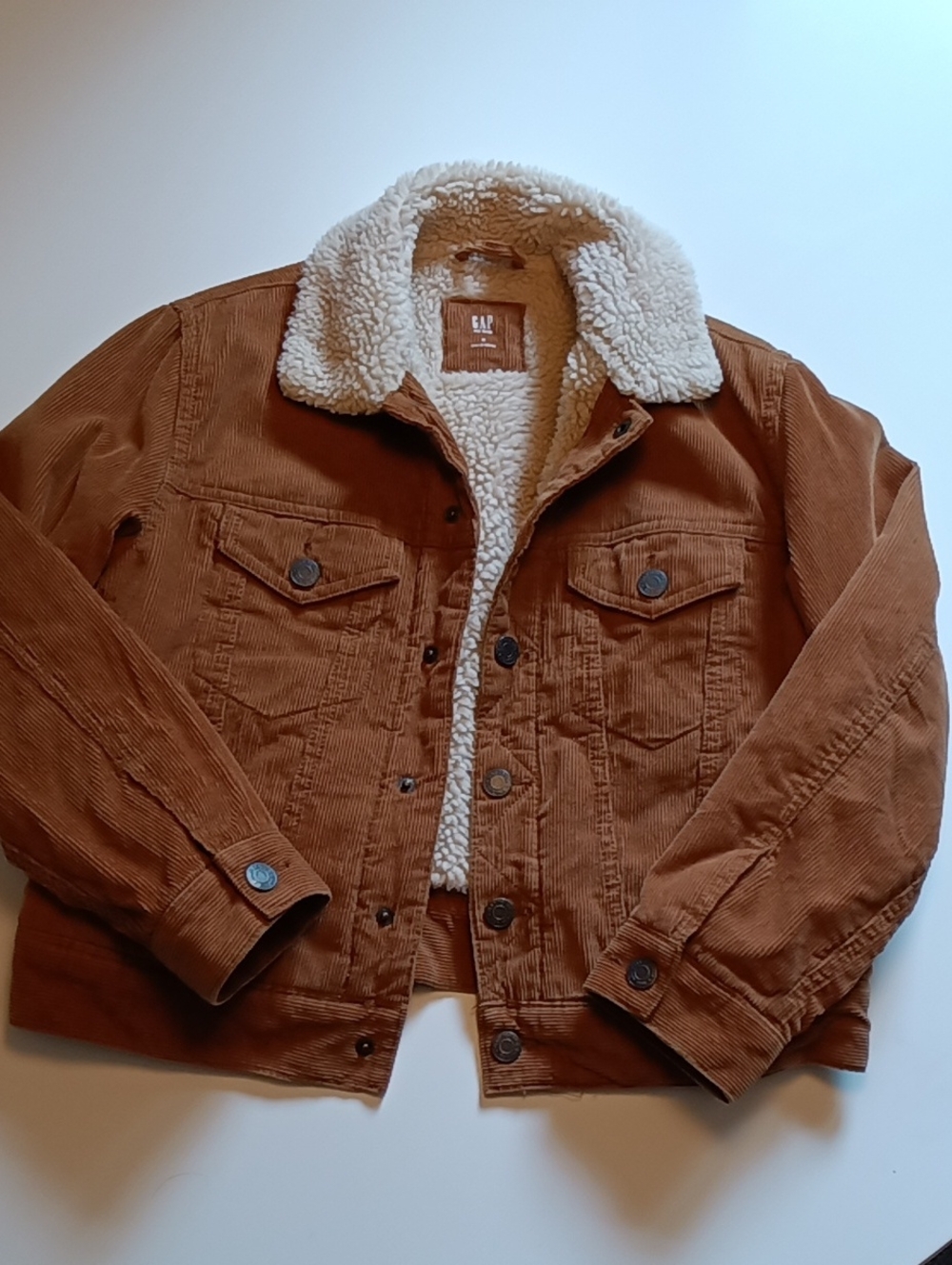 GAP Kids (Size M)Tan Corduroy Jacket with Cream Sherpa Collar